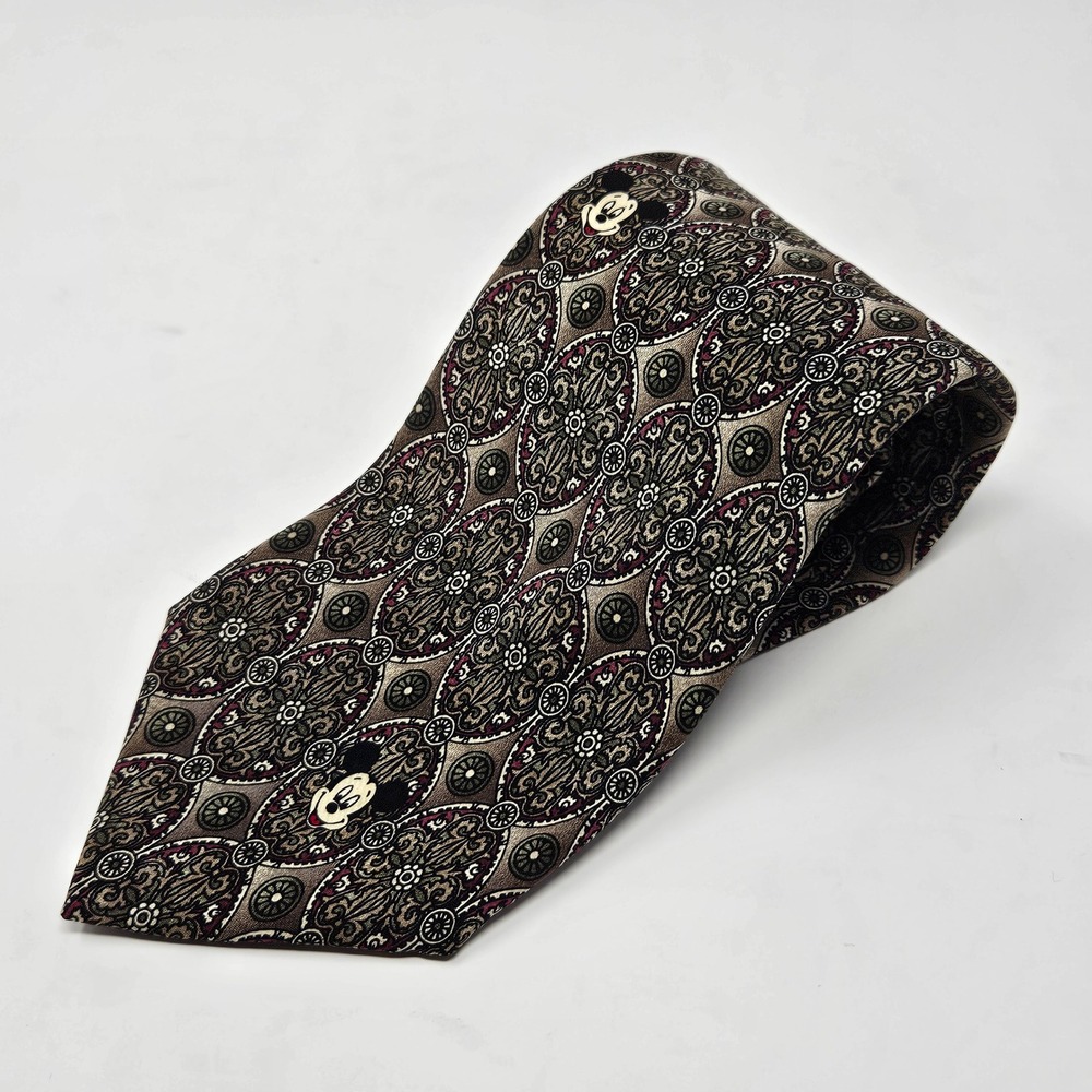 Vintage Disney Mickey Mouse Tie Multicolor Geometric Medallion